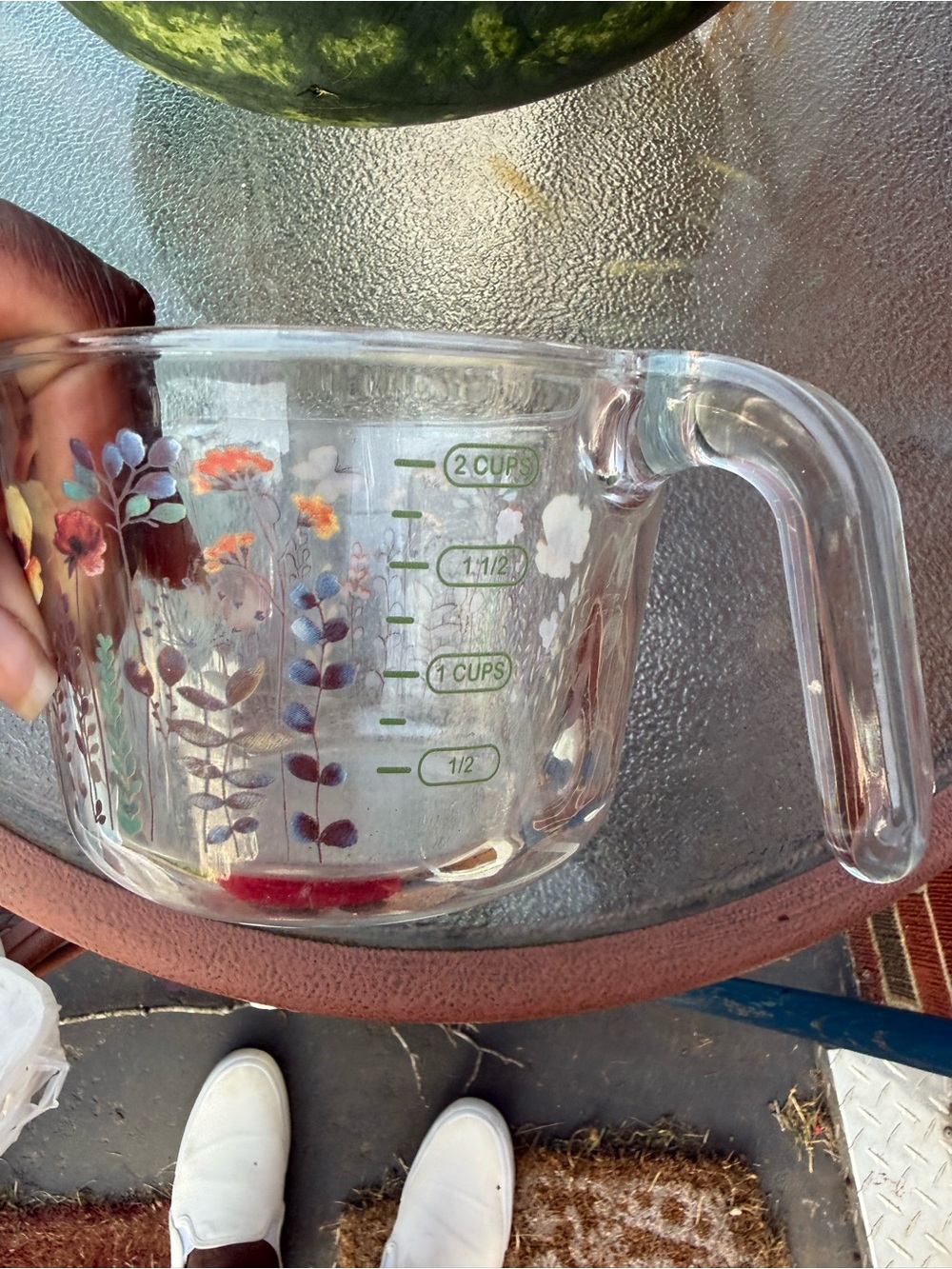 Clear Glass Floral Pitcher with Multicolor Flower Motif - Picture 5 of 5